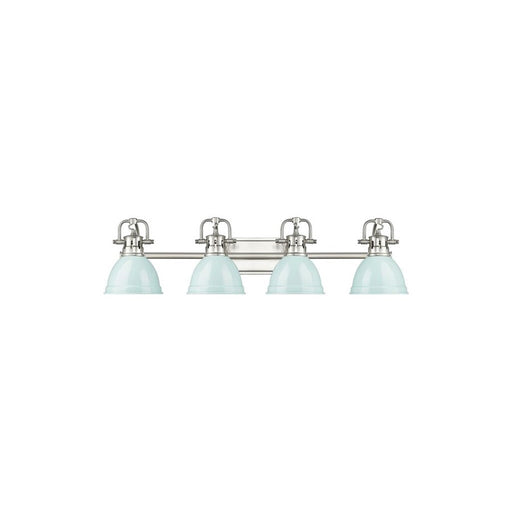 Golden Lighting Duncan 4-Light Vanity Light, Pewter/Seafoam - 3602-BA4PW-SF