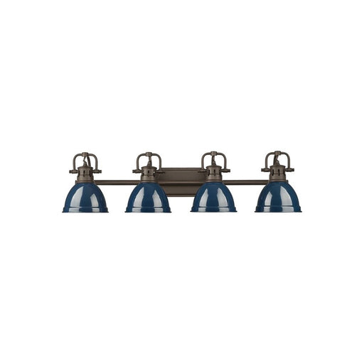 Golden Duncan 4-Light Vanity Light, Rubbed Bronze/Navy Blue - 3602-BA4RBZ-NVY