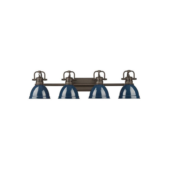 Golden Duncan 4-Light Vanity Light, Rubbed Bronze/Navy Blue - 3602-BA4RBZ-NVY