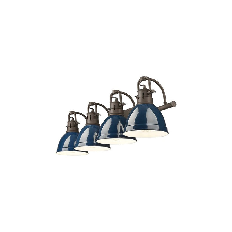 Golden Duncan 4-Light Vanity Light, Rubbed Bronze/Navy Blue