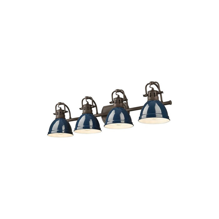 Golden Duncan 4-Light Vanity Light, Rubbed Bronze/Navy Blue