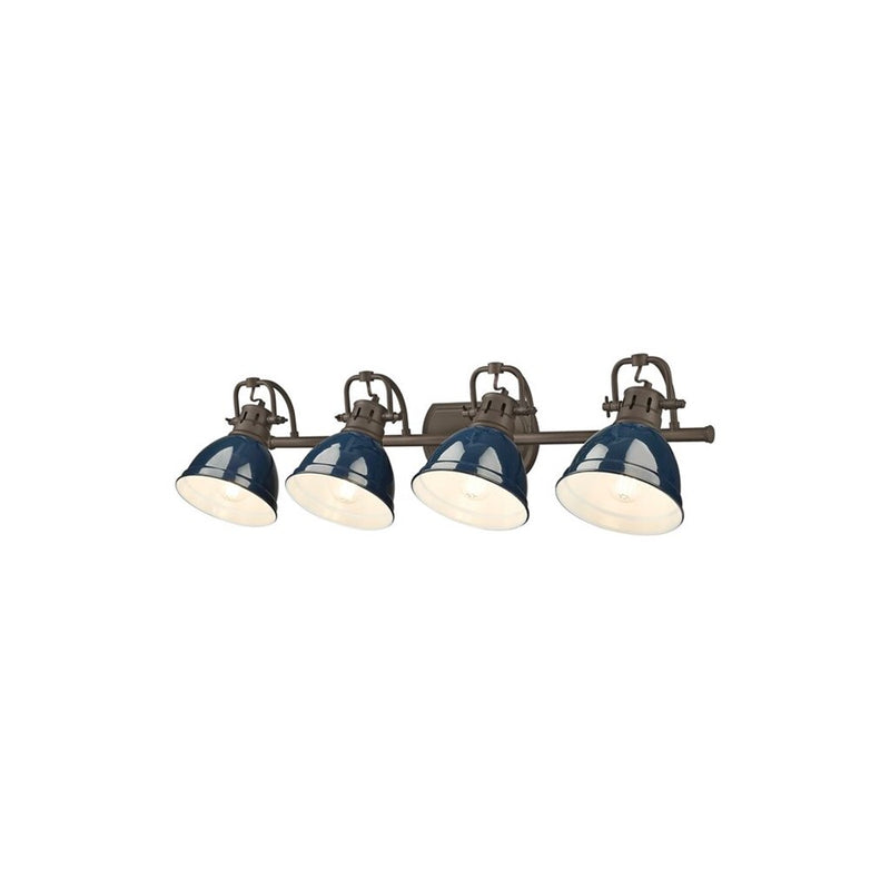 Golden Duncan 4-Light Vanity Light, Rubbed Bronze/Navy Blue