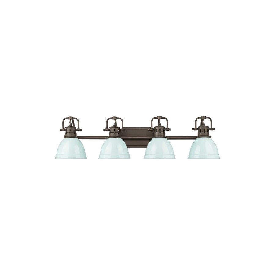 Golden Duncan 4-Light Vanity Light, Rubbed Bronze/Seafoam - 3602-BA4RBZ-SF