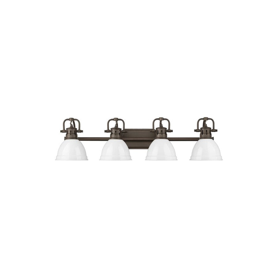 Golden Duncan 4-Light Vanity Light, Rubbed Bronze/White - 3602-BA4RBZ-WH