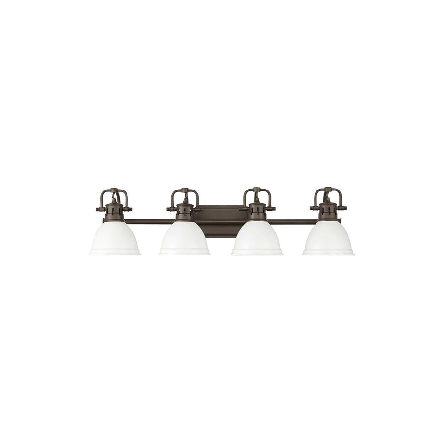 Golden Duncan 4-Light Vanity Light, Rubbed Bronze/Matte White - 3602-BA4RBZ-WHT