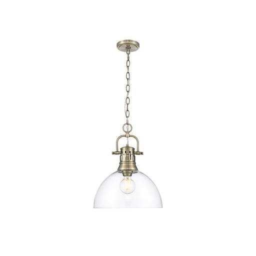 Golden Lighting Duncan Large 1-Light Chain Pendant, Brass/Clear - 3602-LAB-CLR