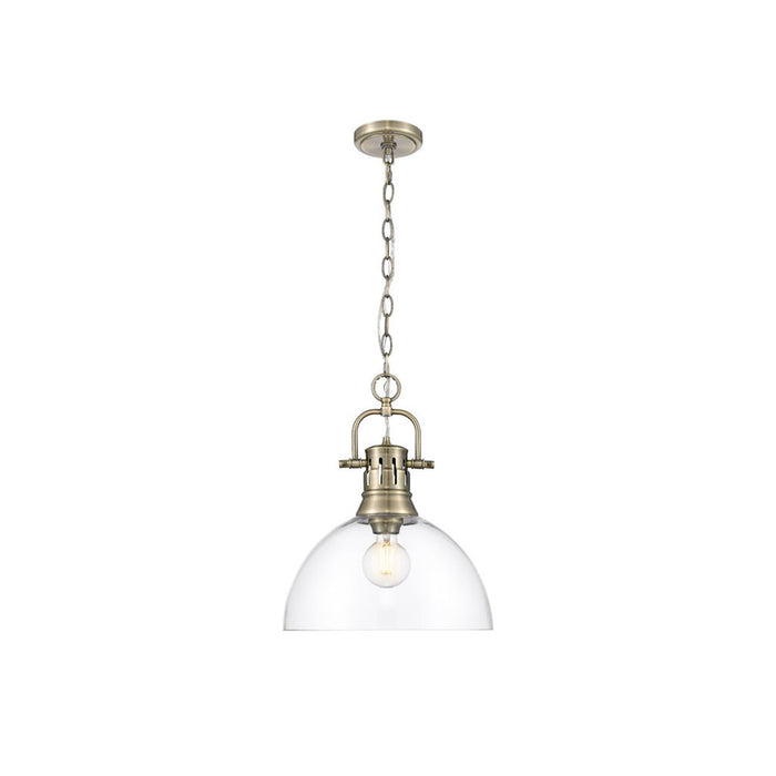 Golden Lighting Duncan Large 1-Light Chain Pendant, Brass/Clear - 3602-LAB-CLR
