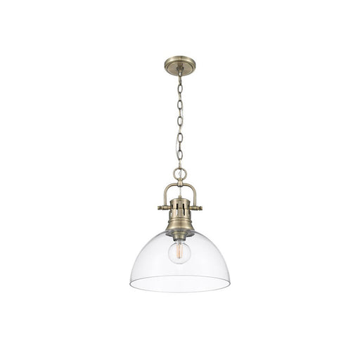 Golden Lighting Duncan Large 1-Light Chain Pendant, Brass/Clear