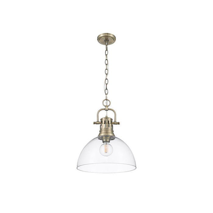 Golden Lighting Duncan Large 1-Light Chain Pendant, Brass/Clear