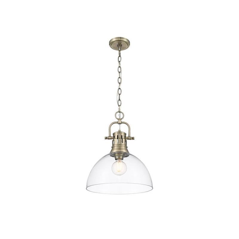 Golden Lighting Duncan Large 1-Light Chain Pendant, Brass/Clear