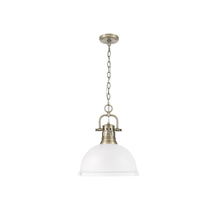 Golden Lighting Duncan Large 1-Light Chain Pendant, Brass/White - 3602-LAB-WHT