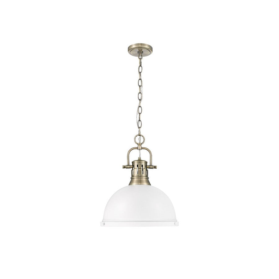 Golden Lighting Duncan Large 1-Light Chain Pendant, Brass/White - 3602-LAB-WHT