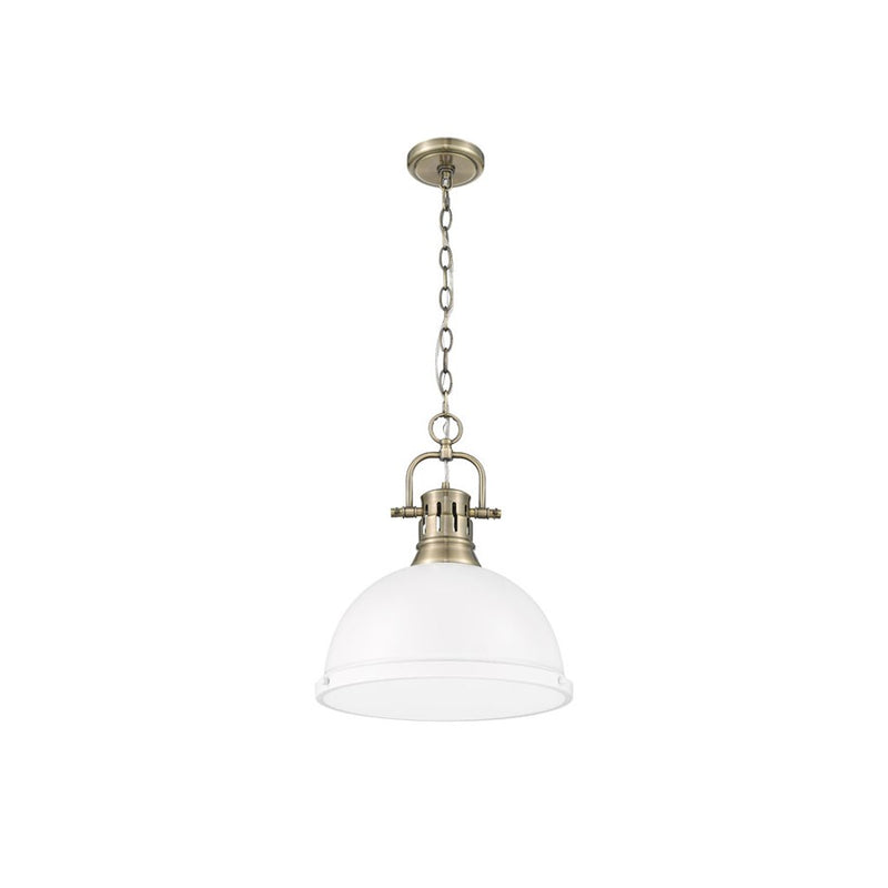 Golden Lighting Duncan Large 1-Light Chain Pendant, Brass/White