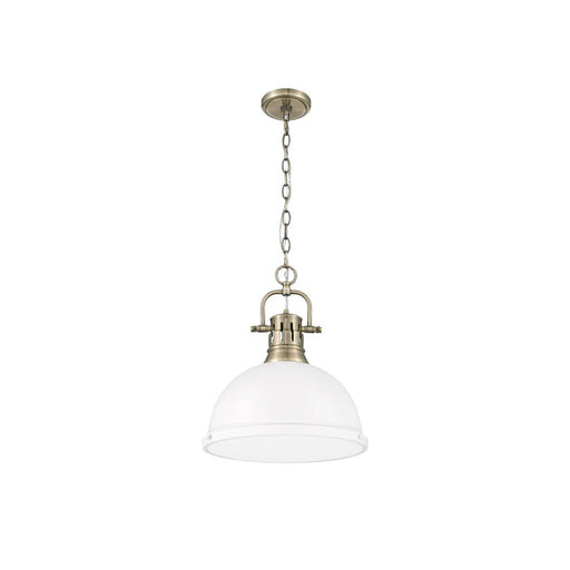 Golden Lighting Duncan Large 1-Light Chain Pendant, Brass/White