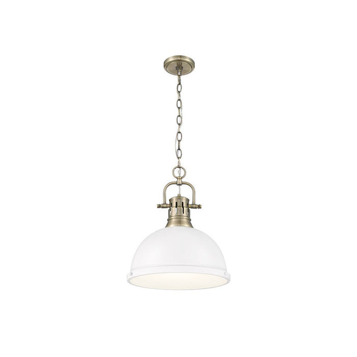 Golden Lighting Duncan Large 1-Light Chain Pendant, Brass/White