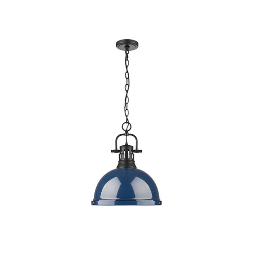 Golden Lighting Duncan Large 1-Light Chain Pendant, Black/Navy - 3602-LBLK-NVY