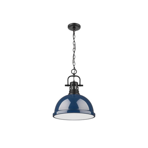Golden Lighting Duncan Large 1-Light Chain Pendant, Black/Navy