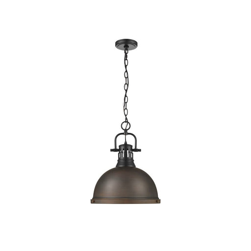 Golden Duncan 1-Light Small Pendant, Matte Black/Rubbed Bronze - 3602-LBLK-RBZ