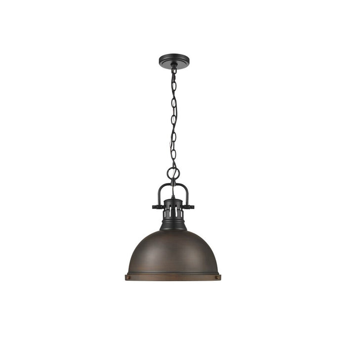 Golden Duncan 1-Light Small Pendant, Matte Black/Rubbed Bronze - 3602-LBLK-RBZ