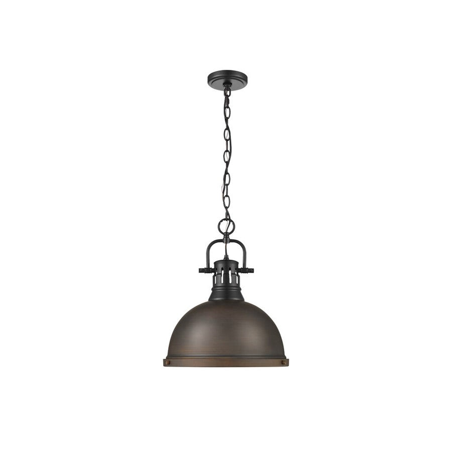 Golden Duncan 1-Light Small Pendant, Matte Black/Rubbed Bronze - 3602-LBLK-RBZ