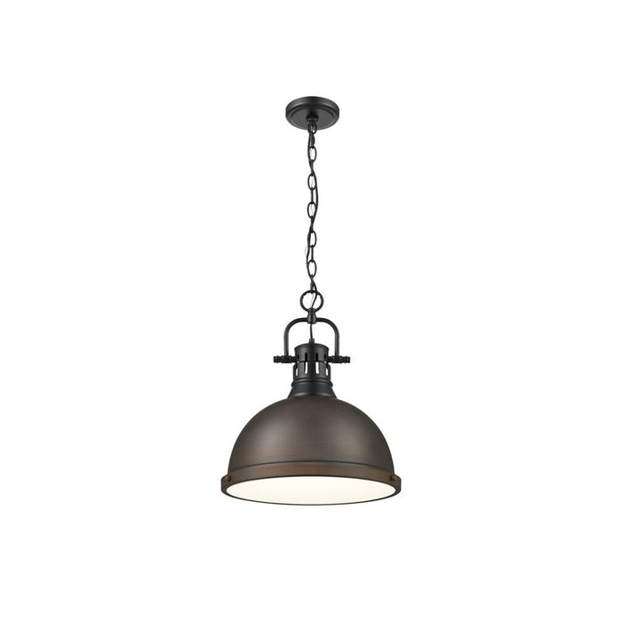 Golden Duncan 1-Light Small Pendant, Matte Black/Rubbed Bronze