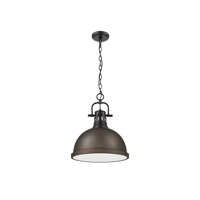 Golden Duncan 1-Light Small Pendant, Matte Black/Rubbed Bronze