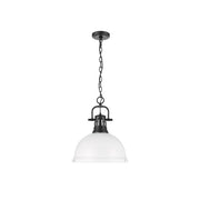 Golden Lighting Duncan Large 1-Light Chain Pendant, Black/White - 3602-LBLK-WHT