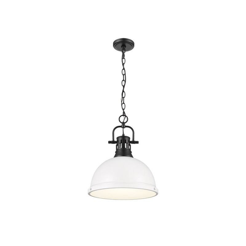 Golden Lighting Duncan Large 1-Light Chain Pendant, Black/White