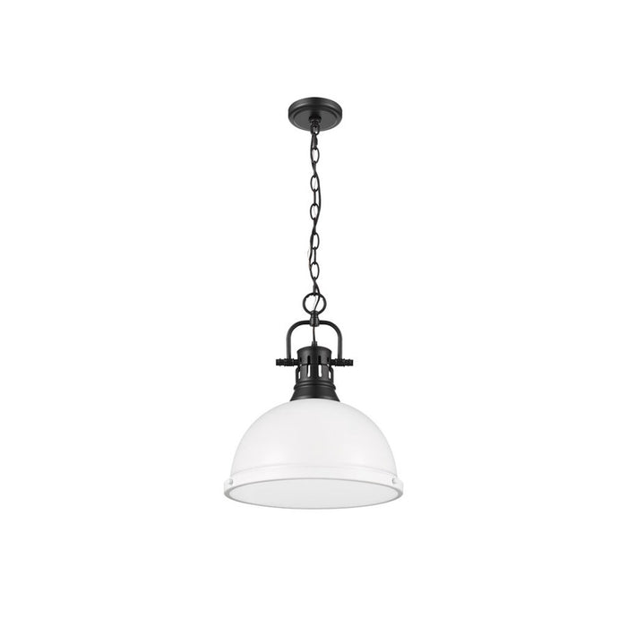 Golden Lighting Duncan Large 1-Light Chain Pendant, Black/White