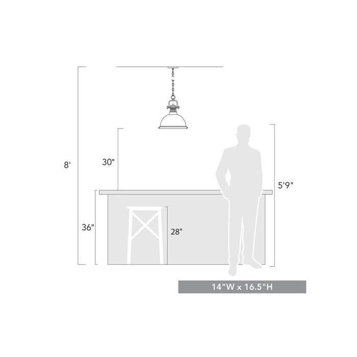 Golden Lighting Duncan Large 1-Light Chain Pendant, Black/White