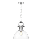 Golden Lighting Duncan 14in 1-Light Pendant | Farmhouse Chrome and Clear Glass | Kitchen Island & Dining Room | Model 3602-L CH-CLR