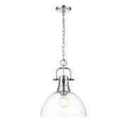 Golden Lighting Duncan 14in 1-Light Pendant | Farmhouse Chrome and Clear Glass | Kitchen Island & Dining Room | Model 3602-L CH-CLR
