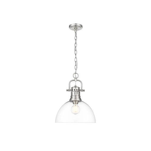 Golden Lighting Duncan Large 1-Light Chain Pendant, Pewter/Clear - 3602-LPW-CLR
