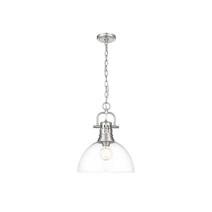 Golden Lighting Duncan Large 1-Light Chain Pendant, Pewter/Clear - 3602-LPW-CLR