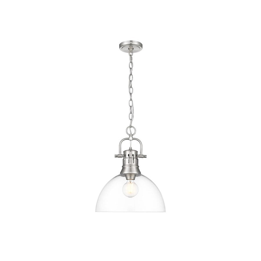 Golden Lighting Duncan Large 1-Light Chain Pendant, Pewter/Clear - 3602-LPW-CLR
