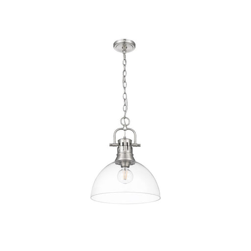 Golden Lighting Duncan Large 1-Light Chain Pendant, Pewter/Clear