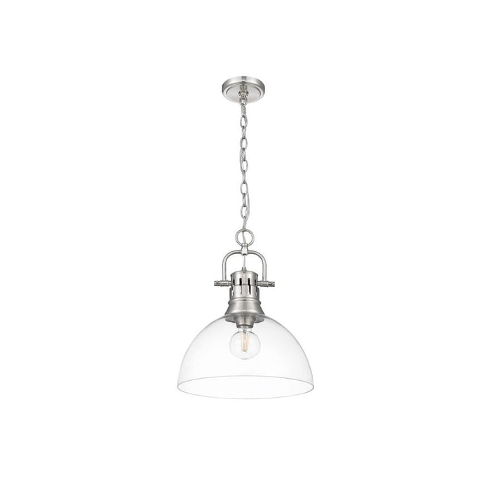Golden Lighting Duncan Large 1-Light Chain Pendant, Pewter/Clear