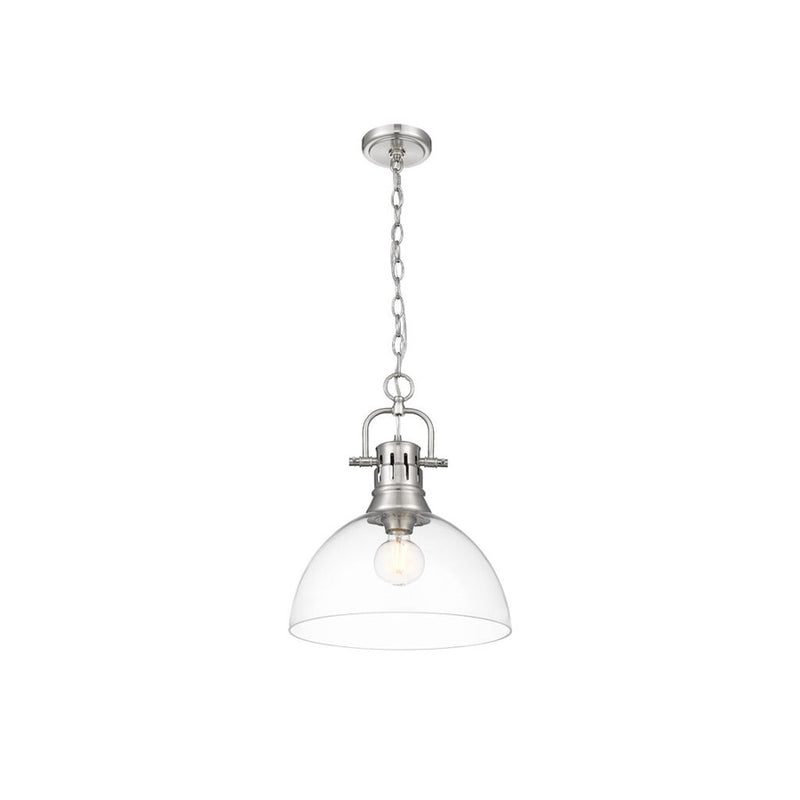 Golden Lighting Duncan Large 1-Light Chain Pendant, Pewter/Clear