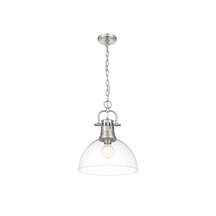 Golden Lighting Duncan Large 1-Light Chain Pendant, Pewter/Clear