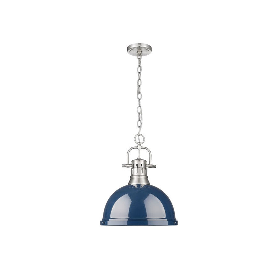 Golden Lighting Duncan Large 1-Light Chain Pendant, Pewter/Navy - 3602-LPW-NVY