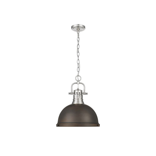 Golden Lighting Duncan Large 1-Light Chain Pendant, Pewter/Bronze - 3602-LPW-RBZ