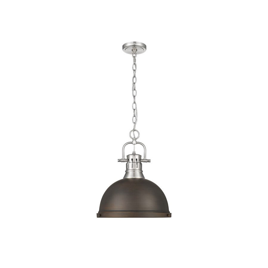 Golden Lighting Duncan Large 1-Light Chain Pendant, Pewter/Bronze - 3602-LPW-RBZ