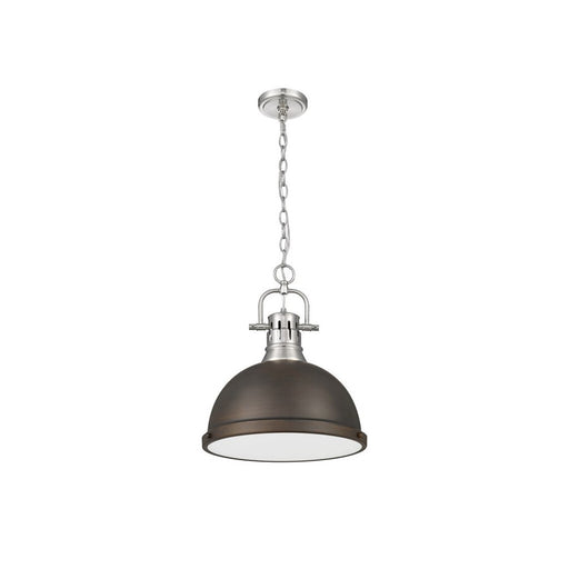 Golden Lighting Duncan Large 1-Light Chain Pendant, Pewter/Bronze