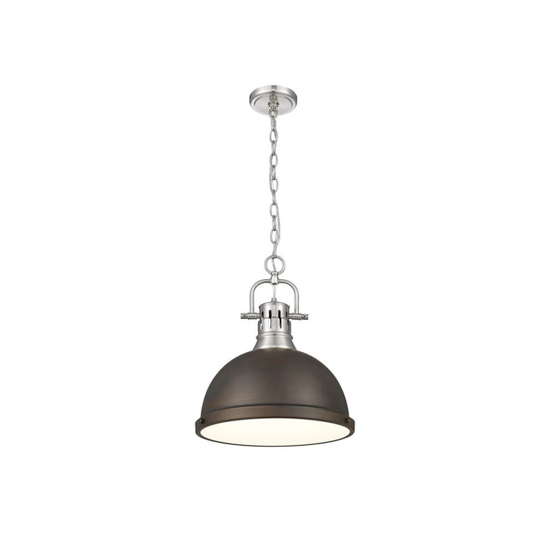 Golden Lighting Duncan Large 1-Light Chain Pendant, Pewter/Bronze