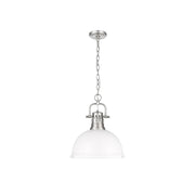 Golden Lighting Duncan Large 1-Light Chain Pendant, Pewter/White - 3602-LPW-WHT