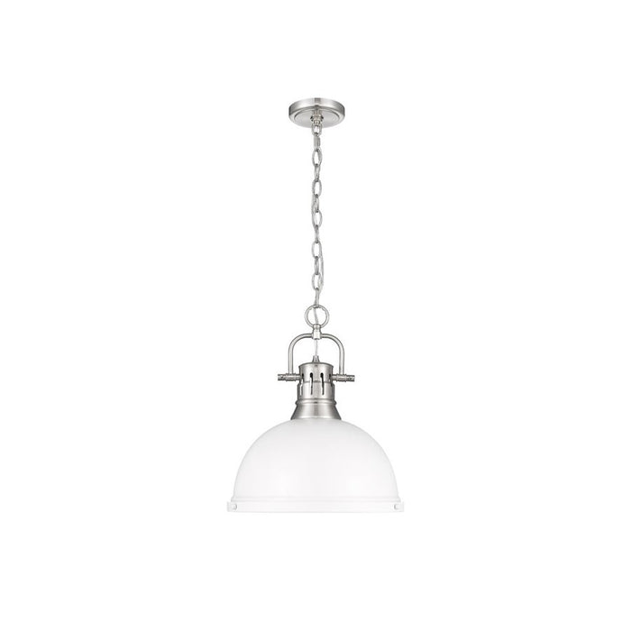 Golden Lighting Duncan Large 1-Light Chain Pendant, Pewter/White - 3602-LPW-WHT