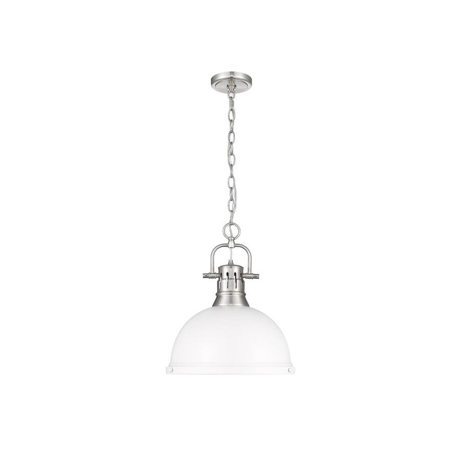Golden Lighting Duncan Large 1-Light Chain Pendant, Pewter/White - 3602-LPW-WHT