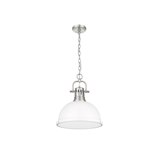 Golden Lighting Duncan Large 1-Light Chain Pendant, Pewter/White