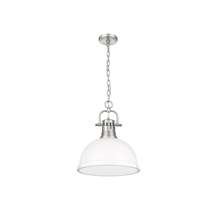 Golden Lighting Duncan Large 1-Light Chain Pendant, Pewter/White