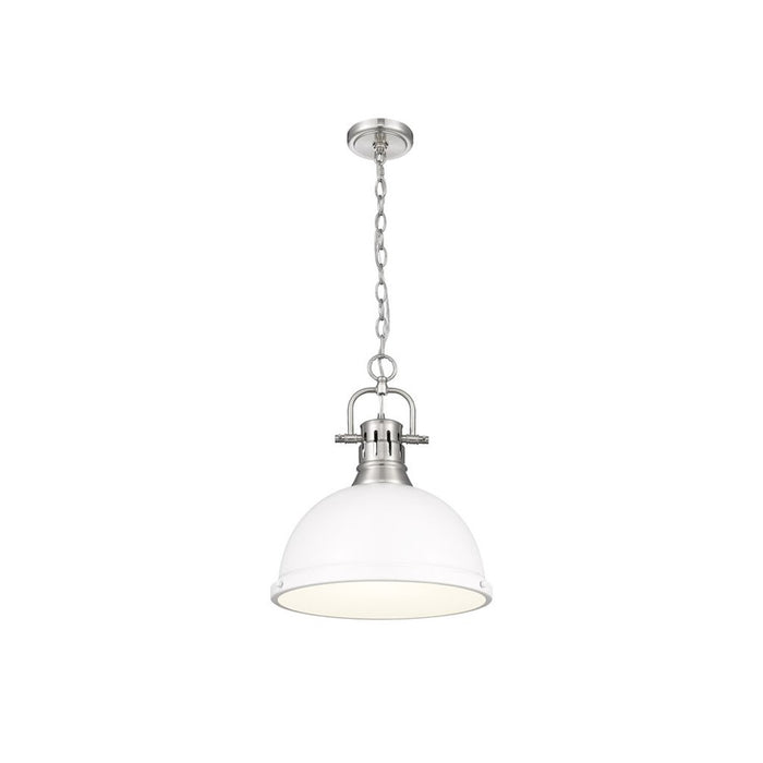 Golden Lighting Duncan Large 1-Light Chain Pendant, Pewter/White